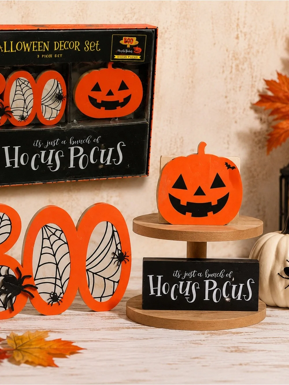 Hocus Pocus Orange Pumpkin Halloween Decor Set by